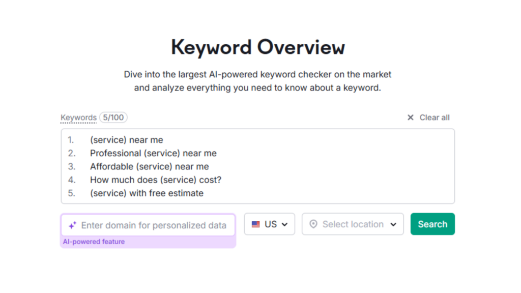 "Keyword research results for SEO strategy planning"